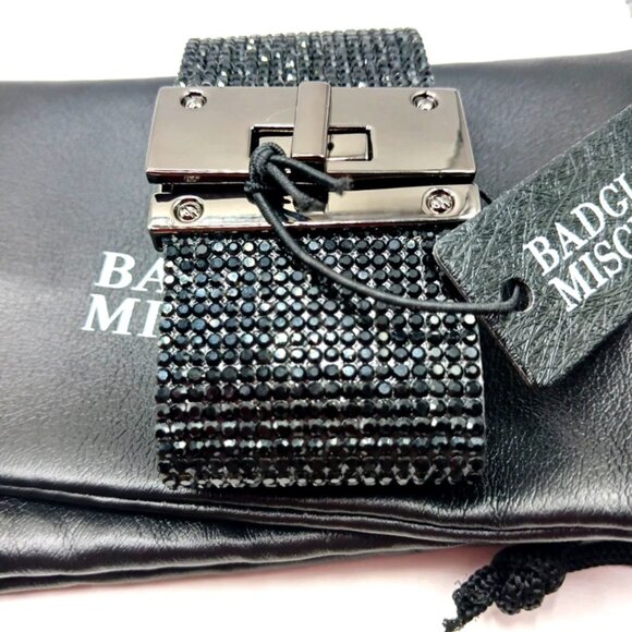 Badgley Mischka Women's Black Studded Crystal Bracelet -Box Clasp New With Tags - Picture 3 of 7